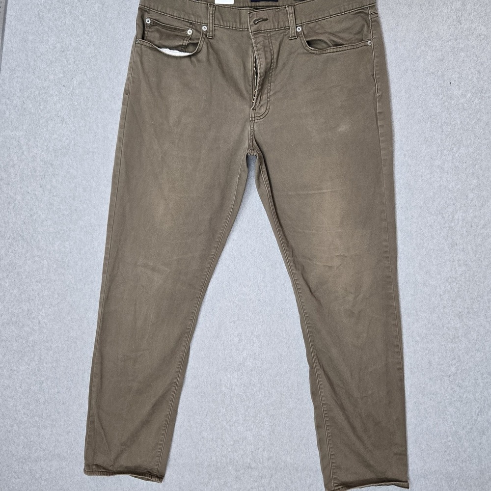 Lucky Brand Men Pants 36X32 Brown Khakis Twill 121 Slim Straight Button